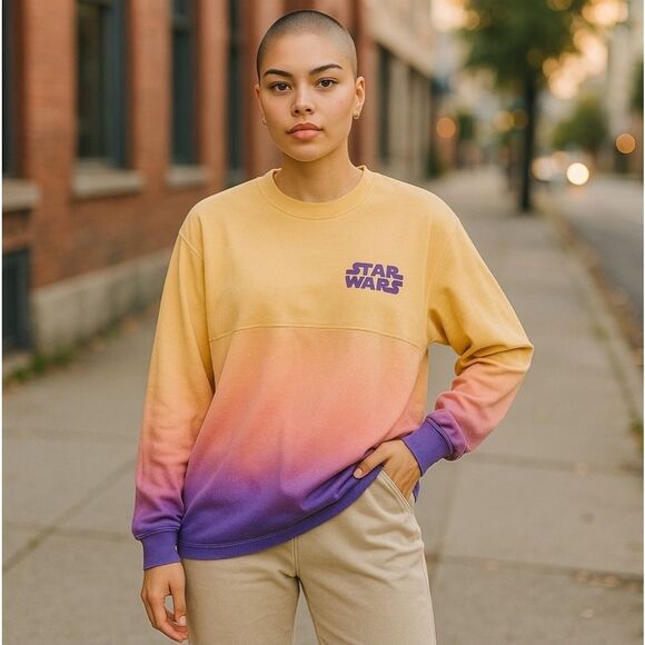 Disney Star Wars Spirit Jersey Naboo Planet Ombre Long Sleeve Shirt Small Unisex - Picture 1 of 11
